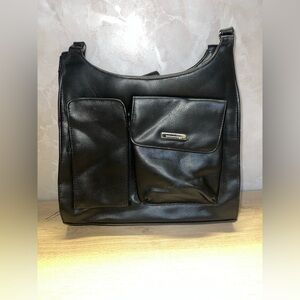 🖤 Connections Black Faux Leather Shoulder Tote Bag w/ Pockets | 2+ bags discount